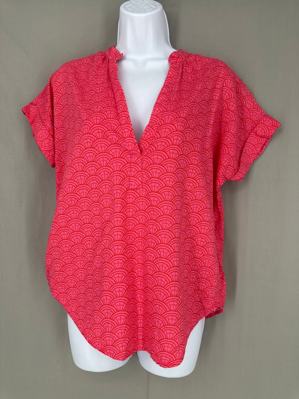 Michelle McDowell Top Womens Small Pink V Neck Flowy Boho Short Sleeve